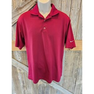 Nike fit dri golf polo size medium performance polyester red maroon active ^